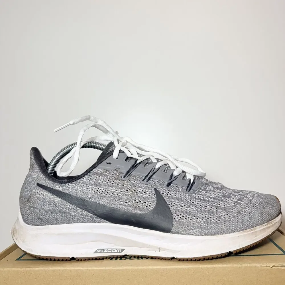Men's Size 10 Nike Air Zoom Pegasus 36 Grey Black Running Shoes Sneaker AQ2203